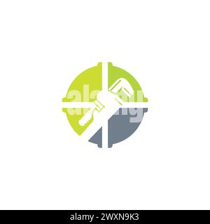 Plumbing service logo template, stylized vector symbol. Plumbing company logo vector concept. Illustration for plumber`s business. Stock Vector